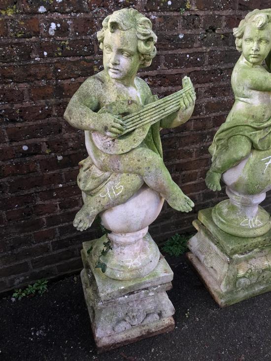 Boy with lyre on plinth